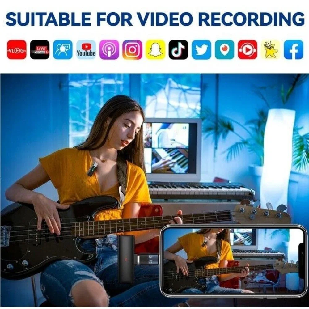 Lavalier Microphone Wireless Video Recording Noise Reduction For Android/iPhone